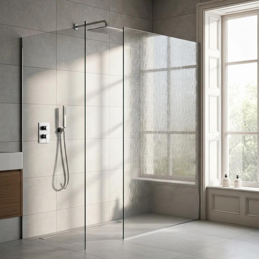 Expert installation of a custom frameless shower screen in a high-end bathroom