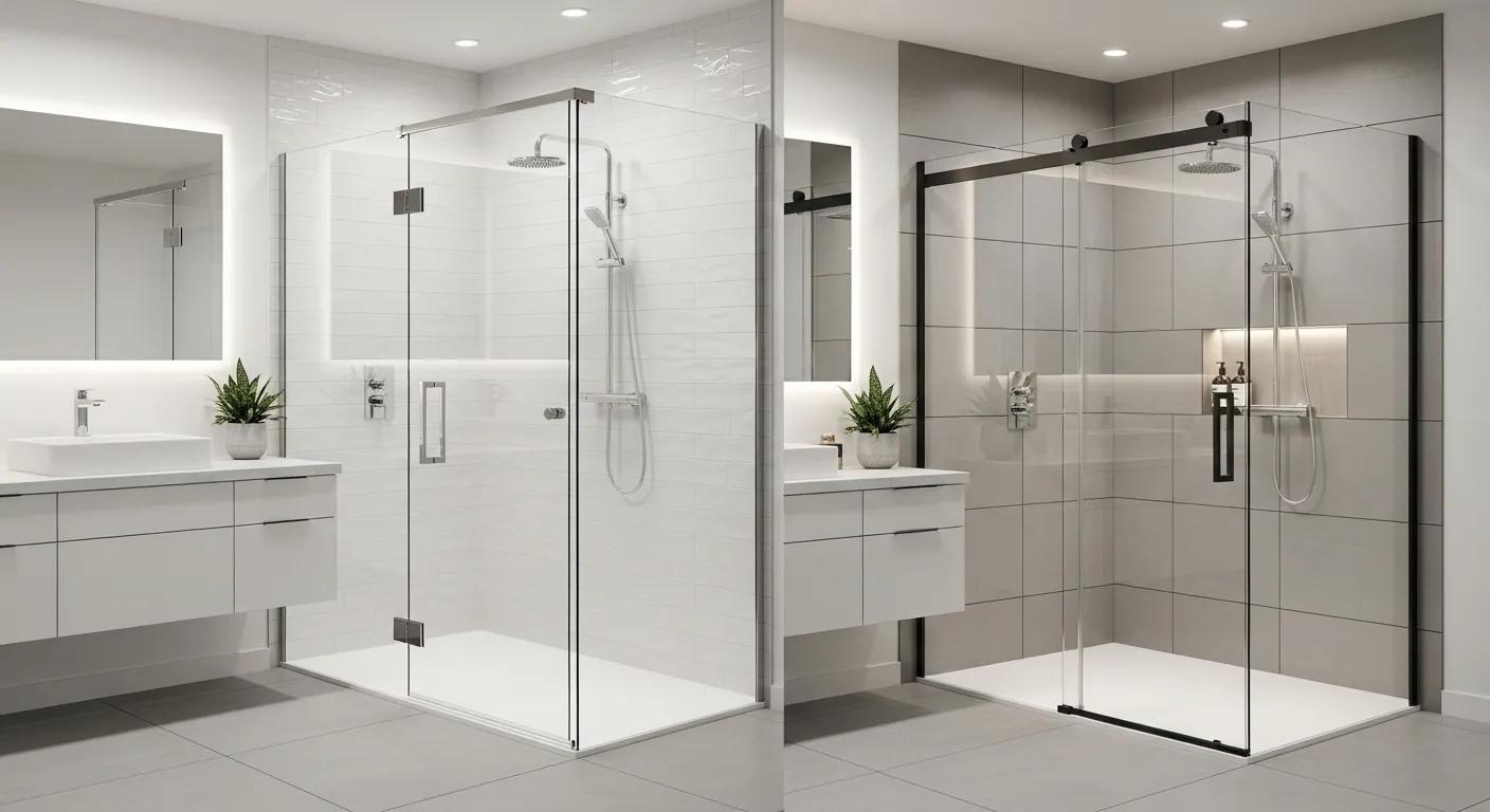 Stylish bathroom with a clear tempered glass shower screen, illustrating shower screen replacement options